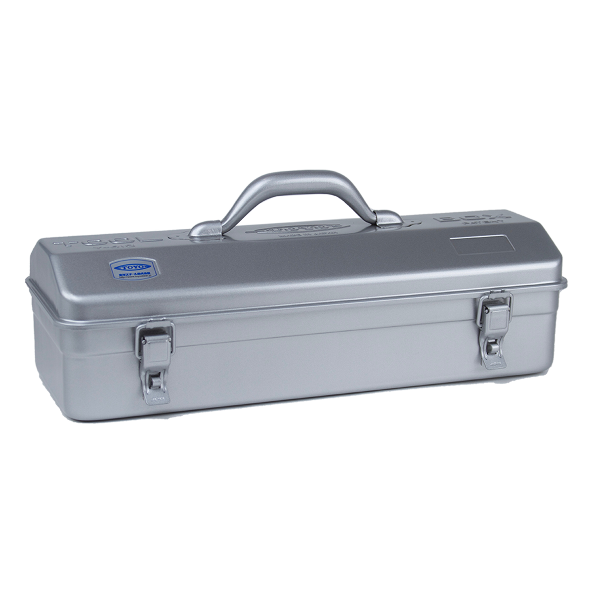 Toyo Steel Y-410 Camber Top Silver. Elegant silver steel container with a functional camber-top cover and round handle, providing a sleek and practical storage solution. 1.5kg.