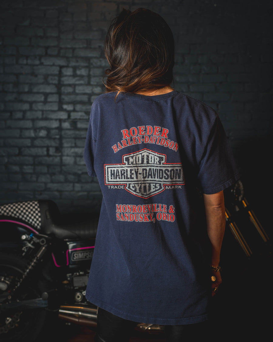 Harley Davidson Vintage T-Shirt - Roeder Harley Ohio - Navy