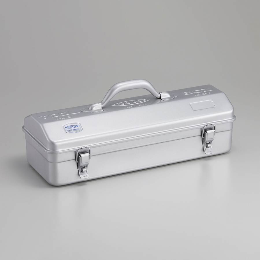 Toyo Steel Y-410 Camber Top Silver. Sleek silver steel container with a camber-top cover and round handle, combining elegance with durability. 1.5kg.